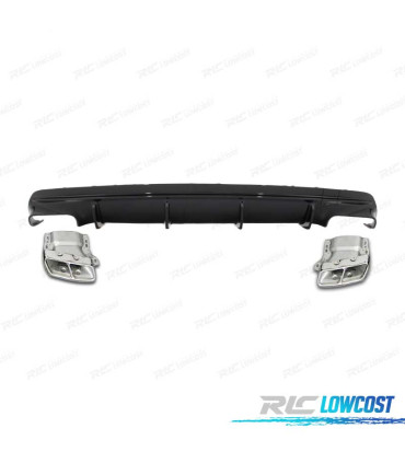 DIFFUSORE PER MERCEDES CLA W117 16-18 LOOK CLA45 NERO LUCIDO TERMINALI DI SCARICO