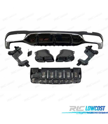 DIFFUSORE MERCEDES W213 4P LOOK AMG E63 + TERMINALI DI SCARICO NERI