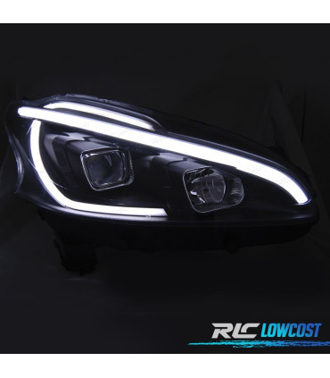 FARI PER PEUGEOT 208 12-15 TUBO LUCE LED NERI