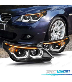 FARI BMW E60 E61 03-07 ANGEL EYES LED U HALO FONDO NERO