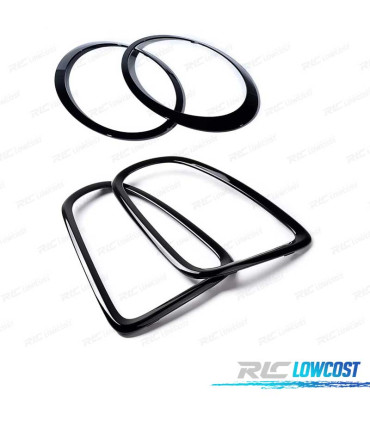 TELAI FARI GRIGLIA PER MINI R56 R57 R58 07-13 LOOK JCW NERO LUCIDO