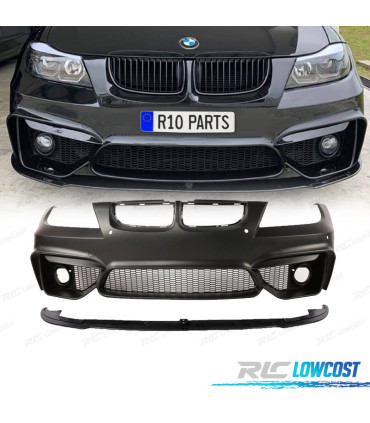 PARAURTI ANTERIORE PER BMW E90 E91 05-08 LOOK M4 PDC GRIGLIE NEBBIA SPOILER LIP