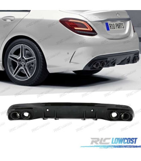 DIFFUSORE MERCEDES CLASSE C W205 SEDAN 14-20 C43 AMG PDC + TERMINALI DI SCARICO NERO