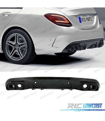 DIFFUSORE MERCEDES CLASSE C W205 SEDAN 14-20 C43 AMG PDC + TERMINALI DI SCARICO NERO