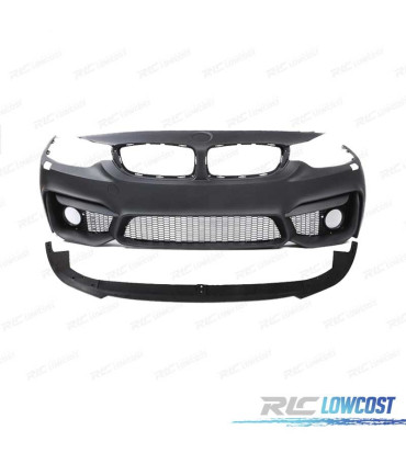 PARAURTI ANTERIORE BMW F32 F33 F36 13-18 LOOK M4 SRA GRIGLIE NEBBIA + SPOILER LIP
