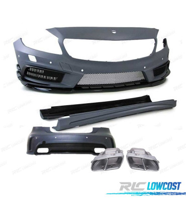 KIT CARROZZERIA MERCEDES W176 AMG A45 PARAURTI + MINIGONNE + TERMINALI DI SCARICO