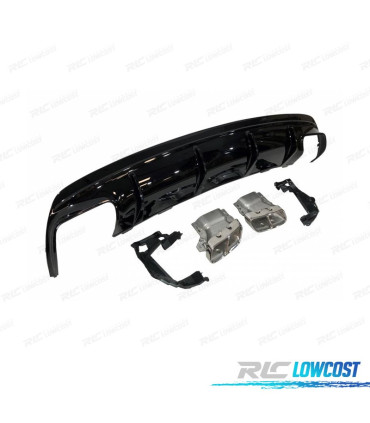 DIFFUSORE MERCEDES CLA W117 13-15 LOOK A45 NERO LUCIDO + TERMINALI DI SCARICO