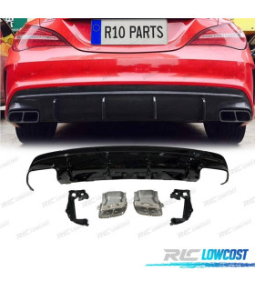 DIFFUSORE MERCEDES CLA W117 13-15 LOOK A45 NERO LUCIDO + TERMINALI DI SCARICO