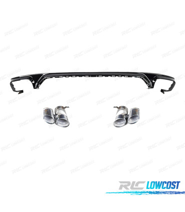 DIFFUSORE AUDI Q8 19-23 LOOK SQ8 NERO + TERMINALI DI SCARICO CROMATI
