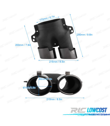 TERMINALI SCARICO MERCEDES W205 C205 14- LOOK C43 NERO LUCIDO