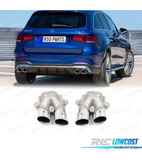 TERMINALI SCARICO MERCEDES GLC C253 X253 15-18 LOOK AMG GLC43 CROMO