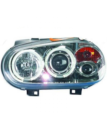 FARI PER VOLKSWAGEN VW GOLF MK4 97-03 ANGEL EYES FONDO CROMATO