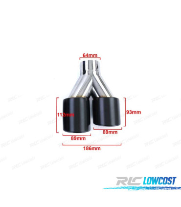 SCARICO DOPPIO UNIVERSALE 2x 89MM IN ACCIAIO INOX NERO OPACO