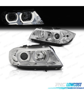 FARI BMW E90 E91 05-08 XENON ANGEL EYES U 3D LED FONDO CROMATO