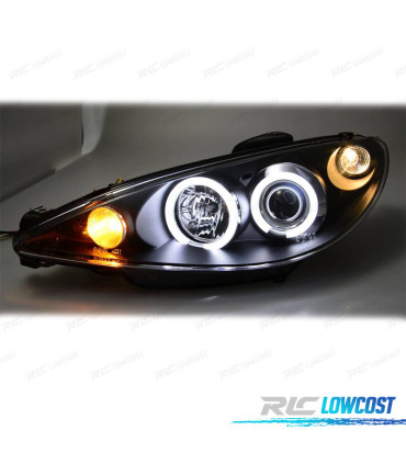 FARI PER PEUGEOT 206 98-08 ANGEL EYES FONDO NERO H7 OEM