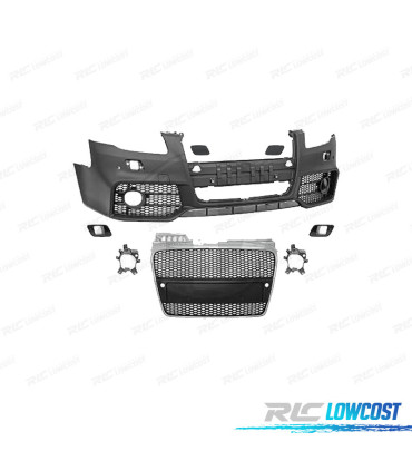 PARAURTI ANTERIORE AUDI A4 04-07 LOOK RS4 GRIGLIA CROMO-NERO PDC SRA