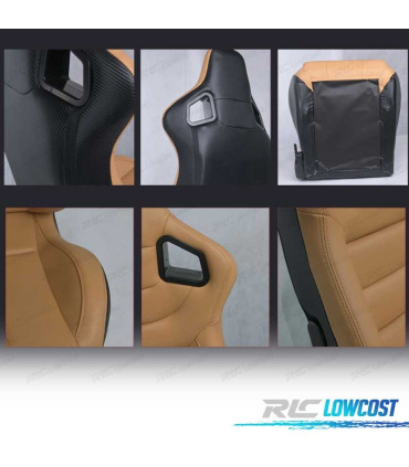 KIT SEDILE SPORTIVO SEMI BAQUET STILE RS IN PELLE BEIGE