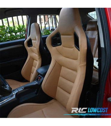 KIT SEDILE SPORTIVO SEMI BAQUET STILE RS IN PELLE BEIGE