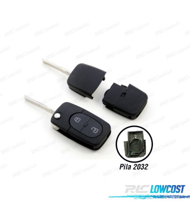ALLOGGIAMENTO CHIAVE AUDI QUADRATA 2 PULSANTI CON SPADINO BATTERIA 2032