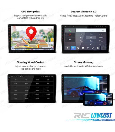 RADIO GPS ANDROID 9 10" 2DIN LCD TÁCTIL CARPLAY USB DUAL ZONE RADIO GPS ANDROID 9 10" 2DIN LCD TATTILE CARPLAY USB DUAL ZONE