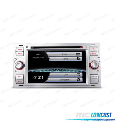 NAVIGATORE RADIO 7" PER FORD QUADRATA COLORE ARGENTO USB GPS TOUCH HD