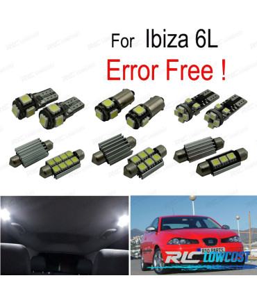 KIT DI 8 LAMPADE LED PER INTERNI LUCI DI LETTURA PER SEAT IBIZA IV MK4 6L 02-08