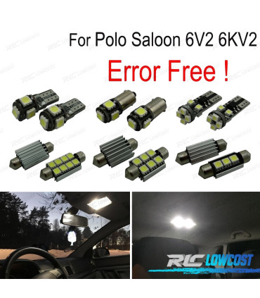 KIT 11 LAMPADE LED INTERNE PER VOLKSWAGEN VW POLO CLASSICO SALOON 6V2 6KV2 95-02