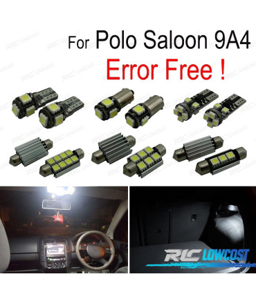 KIT 12 LAMPADE LED INTERNE PER VOLKSWAGEN VW POLO MK4 SEDAN 9A4 03-10