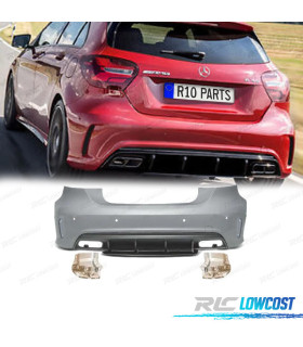 PARAURTI POSTERIORE MERCEDES CLASSE A W176 A45 12-18 LOOK AMG + TERMINALI DI SCARICO