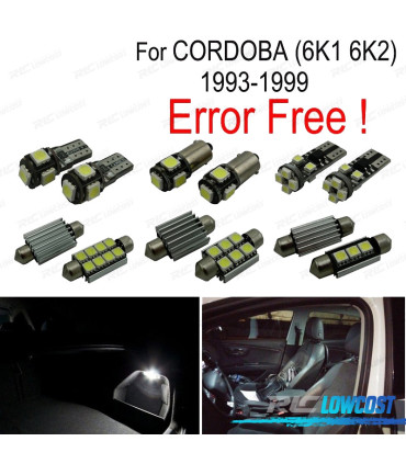 KIT 7 LAMPADE LED PER INTERNI ACCESSORI PER SEAT CORDOBA 6K1 6K2 93-99