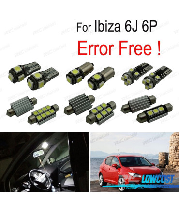 KIT 8 LAMPADE LED INTERNE PER SEAT IBIZA V MK5 SPORTCOUPE ST 6J 6 P 09-16