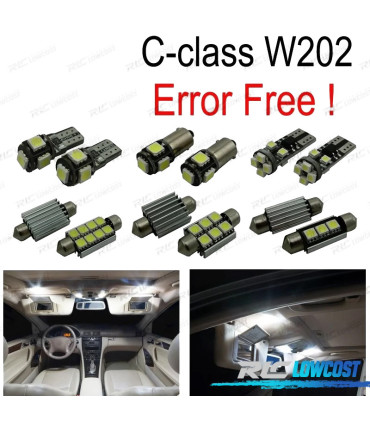 KIT 9 LAMPADE LED INTERNE PER MERCEDES CLASSE C W202 C220 C230 C280 C43 AMG 93-99