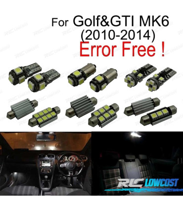 KIT 10 LAMPADE LED INTERNE PER VOLKSWAGEN VW GOLF 6 MK6 MKVI GTI 10-14