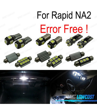 KIT 10 LAMPADE LED INTERNE PER SKODA RAPID NA2 11-