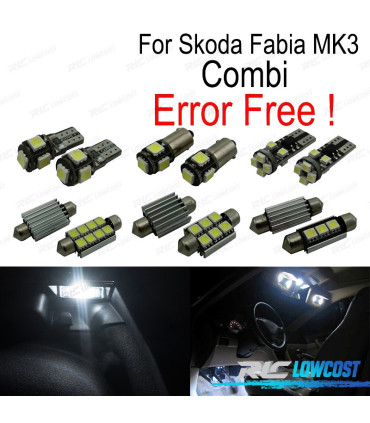 KIT 12 LAMPADE LED INTERNE PER SKODA FABIA 3 MK3 MK III 15-
