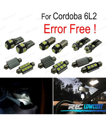KIT 8 LAMPADE LED INTERNE ACCESSORI PER SEAT CORDOBA 6L 6L2 03-09