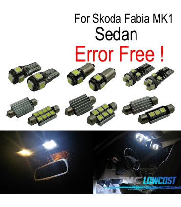 KIT 14 LAMPADE LED INTERNE PER SKODA FABIA 1 MK1 MKI BERLINA SEDAN 99-07