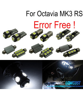 KIT 12 LAMPADE LED INTERNE PER SKODA OCTAVIA 3 MK3 SALOON MK III 5E3 SEDAN RS TDI TSI 13-