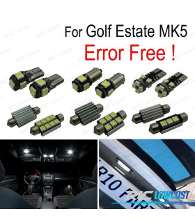 KIT 14 LAMPADE LED INTERNE PER VOLKSWAGEN VW GOLF 5 ESTATE GOLF WAGON MK5 V 07-09