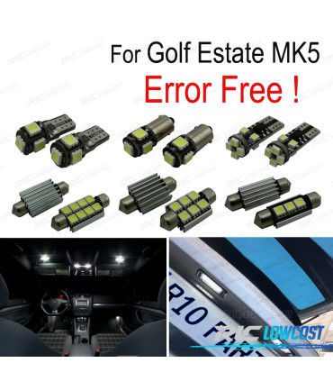 KIT 14 LAMPADE LED INTERNE PER VOLKSWAGEN VW GOLF 5 ESTATE GOLF WAGON MK5 V 07-09