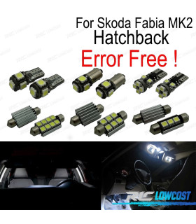 KIT 15 LAMPADE LED INTERNE PER SKODA FABIA 2 MK2 MK II HATCHBACK 08-14
