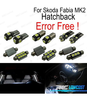 KIT 15 LAMPADE LED INTERNE PER SKODA FABIA 2 MK2 MK II HATCHBACK 08-14
