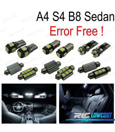 KIT 17 LAMPADE LED INTERNE PER AUDI A4 S4 RS4 B8 QUATTRO SEDAN