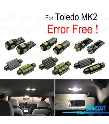 KIT 16 LAMPADE LED INTERNE PER SEAT TOLEDO MK2 1 M 1M2 99-04