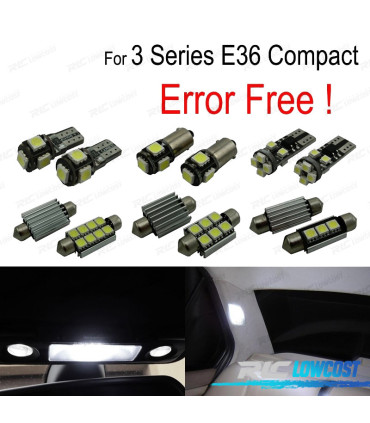 KIT 16 LAMPADE LED INTERNE PER BMW SERIE 3 E36 HATCHBACK COMPATTO 316G 316I 318TDS 318TI 323TI 94-00