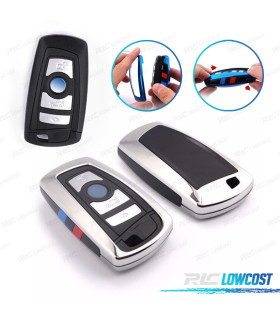 CUSTODIA COVER CHIAVE BMW QUADRATA CROMATA E NERA