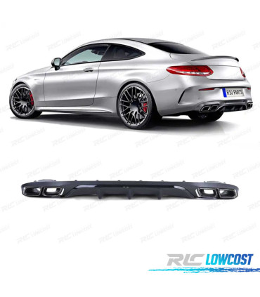 DIFFUSORE MERCEDES CLASSE E C238 17-19 LOOK AMG E63 NERO + TERMINALI DI SCARICO NERO LUCIDO