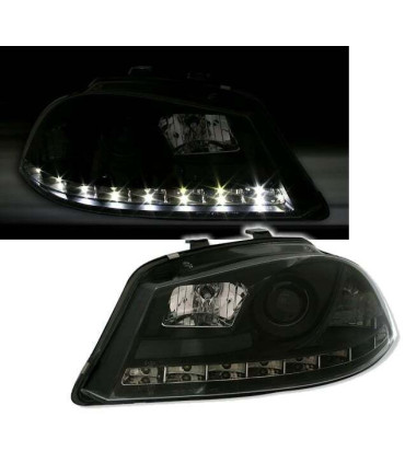 FARI PER SEAT IBIZA CORDOBA 6L 02-08 DRL NERI H1 H1