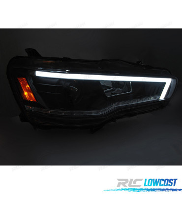 FARI A LED A TUBO LUMINOSO DINAMICO MITSUBISHI LANCER VIII 08-16 FONDO NERO