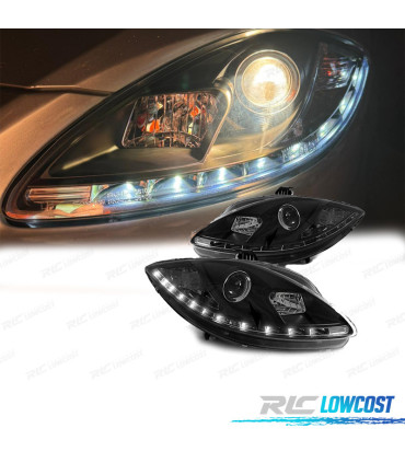 FARI SEAT LEON ALTEA TOLEDO 04-09 LUCE DIURNA LED FONDO NERO